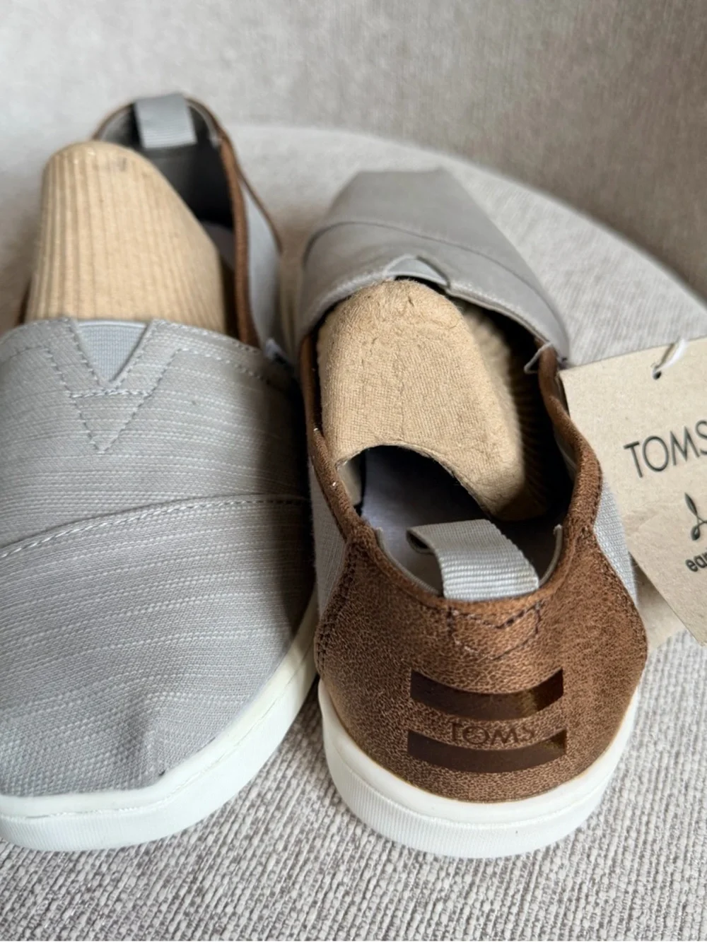 TOMS Men’s Slip-On Canvas Loafers in Gray and Brown